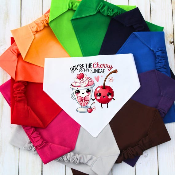 Scrunchie Pet Bandana, Personalized Dog Bandana, Custom Pet Bandana, Cherry Dog Bandana, Gift for Dog Mom, New Dog Gift, Funny Dog Gift