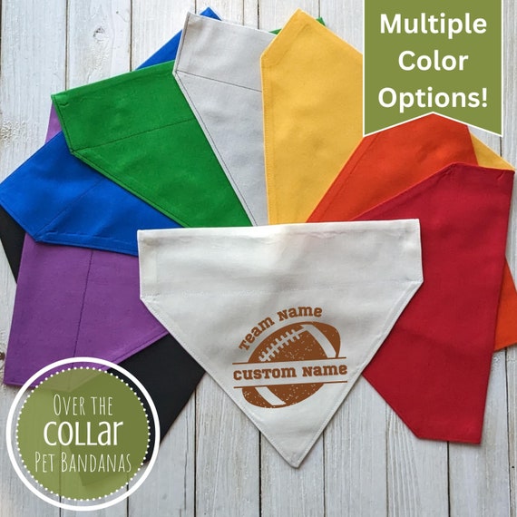 Over the Collar Dog Bandana, Football Pet Bandana, Cat Bandana, Sports Bandana, Dog Mom Gift, New Dog Gift, Team Spirit Bandana, Bulk Orders