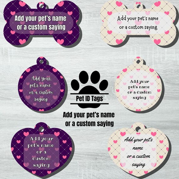 Pet ID Tags, Valentine Pet Tags, Custom Dog Tags, Custom Cat Tag, Dog Mom Gift, New Dog Gift, Personalized Pet Gift, Present for Dog Lover