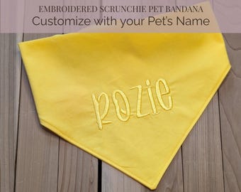 Embroidered Dog Name Accessory, Personalized Pet Scarf, Easy Slip On Neckwear, Custom Canine Gift
