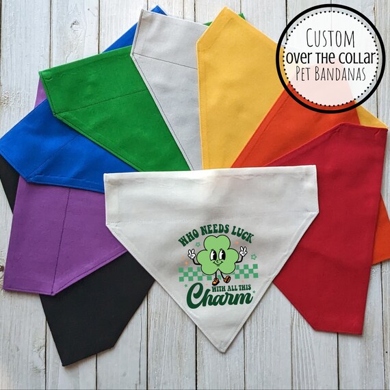 Over the Collar Pet Bandana, St Patrick's Day Dog Bandana, Cat Bandana, Lucky Charm Bandana, Gift for Dog Mom, New Dog Gift, Bulk Orders