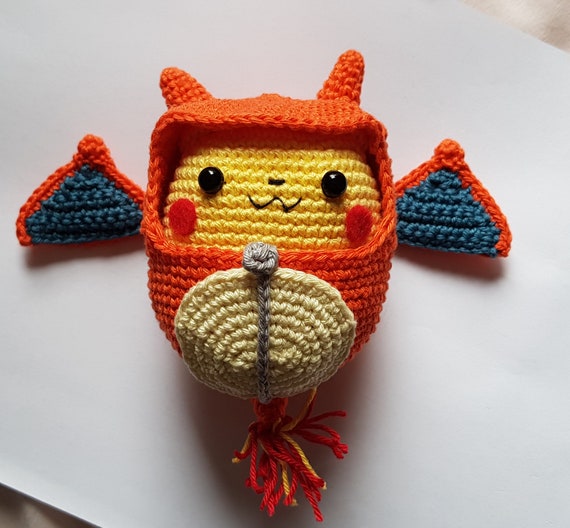 Cute Pikachu in a Charizard Sleeping Bag Crochet Pattern Etsy