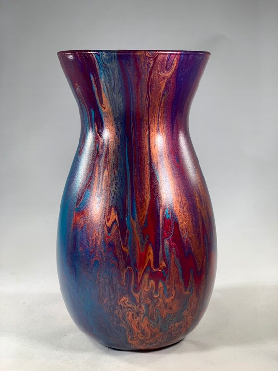 Flowers Roses Glass Vase Multi Color Hand Painted Etsy