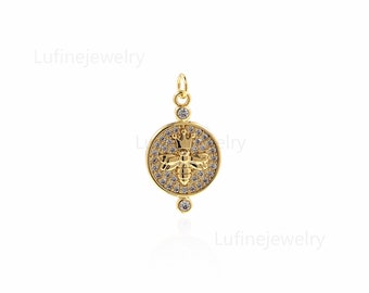 18K Gold Filled Coin Necklacemicropavé Cubic Zirconia Bee - Etsy
