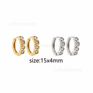 18K Gold Filled CZ Micro Pave Hoop Earrings,Tiny Hoops,Dainty Silver Minimalist Hoops,Gold Huggies Hoop Earrings