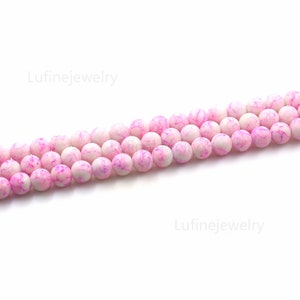 48pcs Pink Round Crack Glass Loose Beads for Jewelry Making DIY Crafts Findings(8mm 10mm)