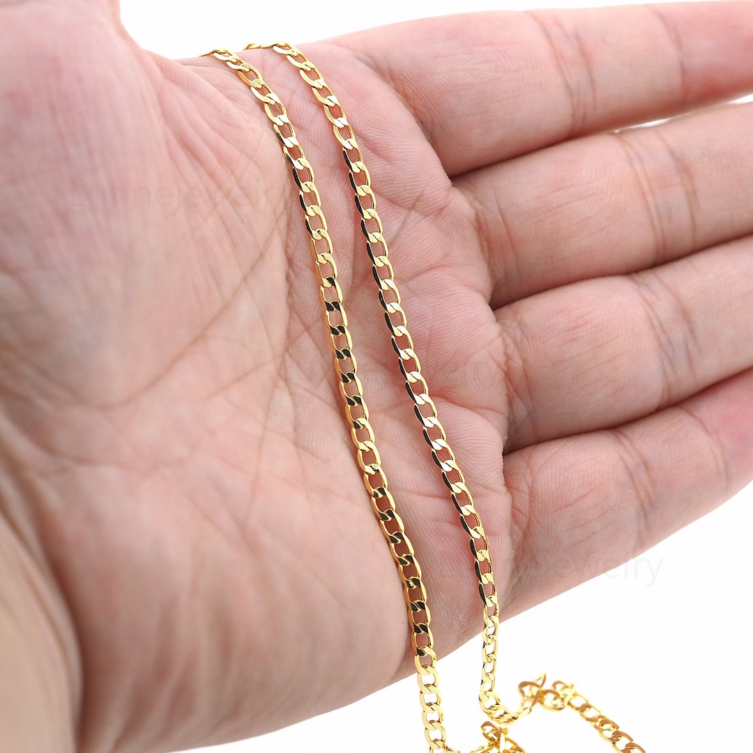 18k Gold Filled Chain Necklace,cuba Chain Crystal Necklace for DIY