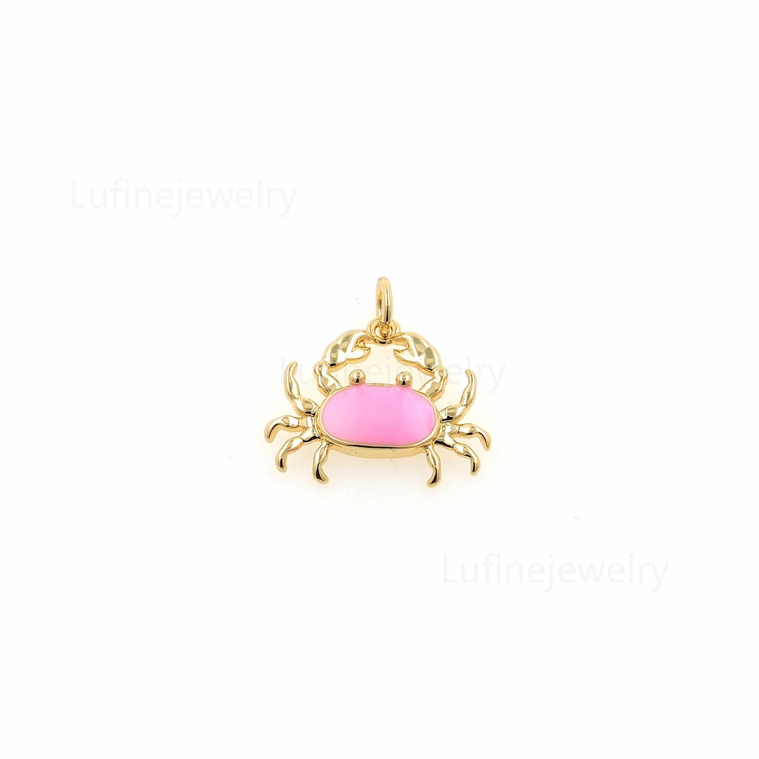 18K Gold Filled Crab Pendantenamel Crab Charm Necklace Etsy
