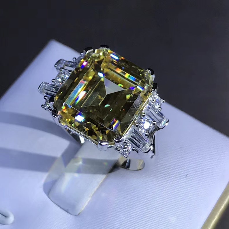 8ct yellow sapphire luxury emerald cut engagement ring gift for her anniversary ring promise ring wedding ring