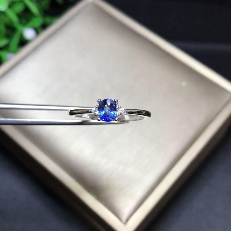 promise ring wedding ring 100/% Natural Sapphire 4*5mm engagement ring gift for her anniversary ring