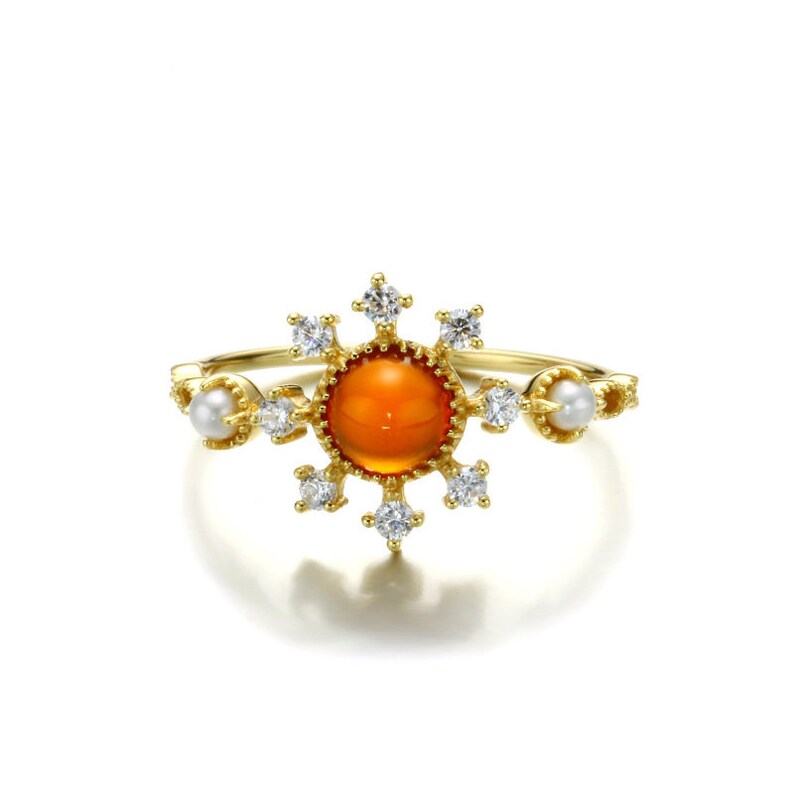garnet ring garnet gold ring 9k gold vintage round cut natural garnet ring gemstone ring anniversary ring