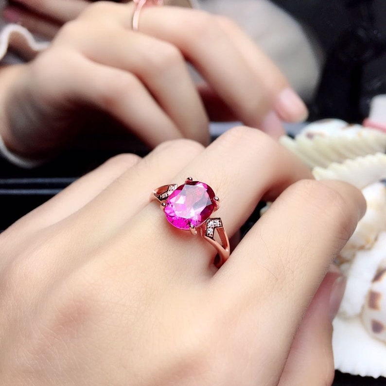 promise ring anniversary ring wedding ring 100/% Natural Topaz 8*10mm engagement ring gift for her