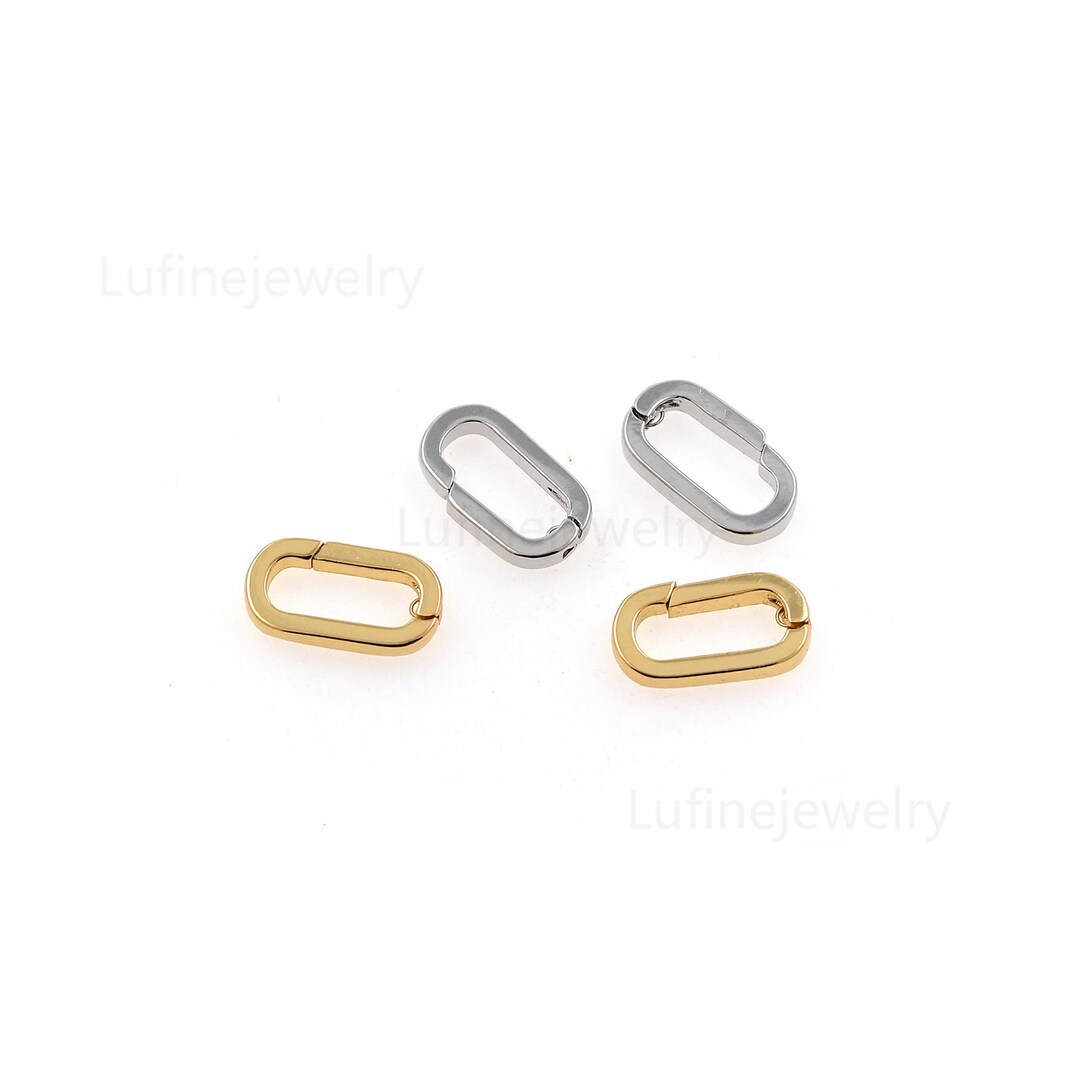 18K Gold Filled Oval Carabiner Clips,spring Pushgate Clasps Necklace