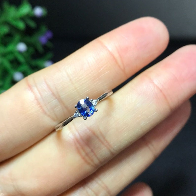 promise ring wedding ring 100/% Natural Sapphire 4*5mm engagement ring gift for her anniversary ring