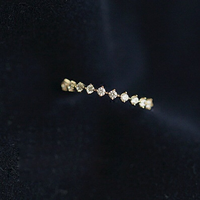 Gold Minimalist Ring Vintage Ring Thin Ring Dainty Ring Stacking Ring Simple Cubic Zirconia Ring Gift for Her Sterling Silver Ring
