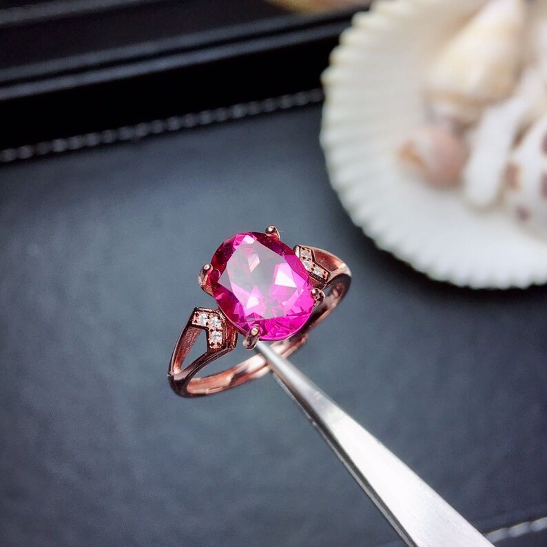 promise ring anniversary ring wedding ring 100/% Natural Topaz 8*10mm engagement ring gift for her