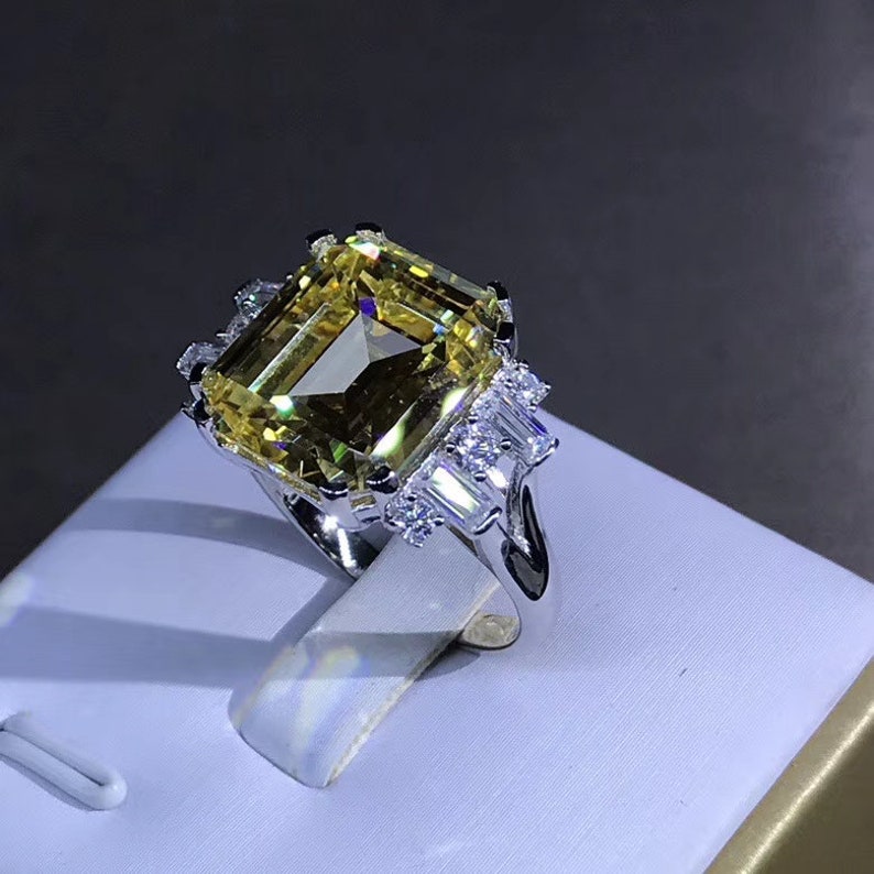 8ct yellow sapphire luxury emerald cut engagement ring gift for her anniversary ring promise ring wedding ring