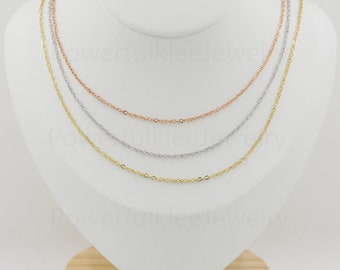 18K Gold Filled Dainty O-Shape Thin Link Chain-Gold Thin Chain Necklace-Gold Necklace-Cable Thin Necklace