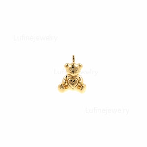 18K Gold Filled Bear Pendant,Dainty Bear Charm Necklace Bracelet,DIY Jewelry Making Supply (15x11x5.5mm)