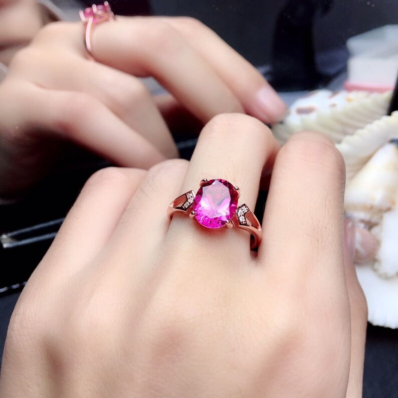 promise ring anniversary ring wedding ring 100/% Natural Topaz 8*10mm engagement ring gift for her
