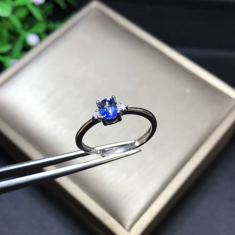 promise ring wedding ring 100/% Natural Sapphire 4*5mm engagement ring gift for her anniversary ring