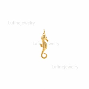 18K Gold Filled Seahorse Pendant,Cute Little Seahorse Charm Necklace Bracelet for DIY Jewelry Making Supply 30x8x2mm