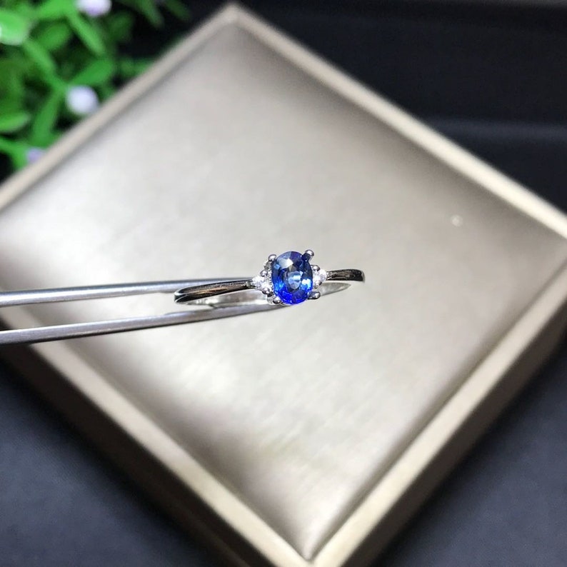 promise ring wedding ring 100/% Natural Sapphire 4*5mm engagement ring gift for her anniversary ring