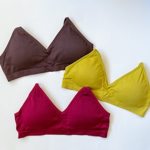 Seamless Padded Bralette - v neck bralette  with Adjustable Padding, Multi Colors