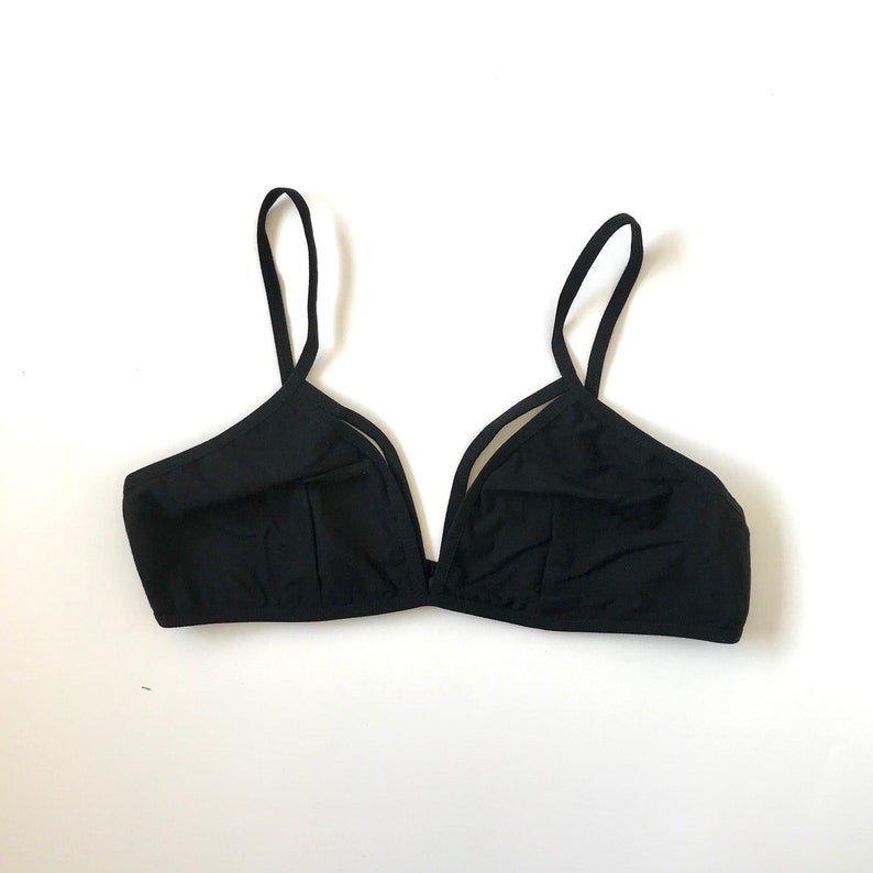 Black Cotton Cage Bralette Triangle Bra Bralette Etsy