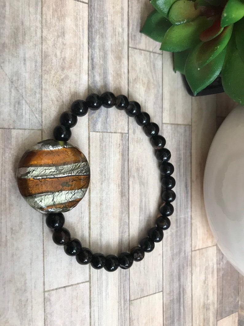 black agate beads Stretch bracelets statment focals tigers eye jasper