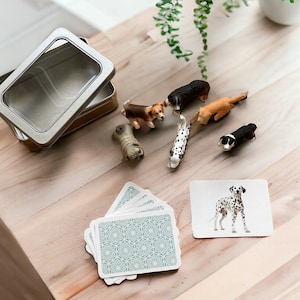 Matchspel om honden te herkennen en toe te wijzen - Montessorispeelgoed voor peuters - kaartspel met dierenfiguren van Schleich® en Bullyland®