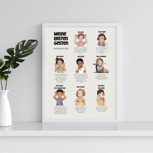 I miei primi gesti: segni del bambino, linguaggio dei segni del bambino, animali della fattoria, poster panoramico degli animali della fattoria, segni dei bambini, linguaggio dei segni