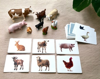 Matching game - recognizing and assigning baby animals and mothers - Montessori toys for toddlers - card game with animal figures from Schleich®