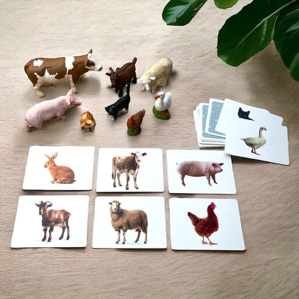 Zuordnungsspiel- Tierbabys und Mamas erkennen & zuordnen- Montessori Spielzeug für Kleinkinder - Kartenspiel mit Tierfiguren von Schleich®