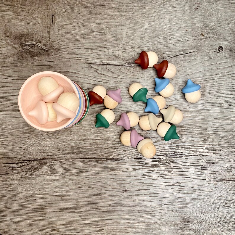 Montessori Acorn Sorting and Stacking Set of 6 Stacking - Etsy