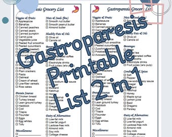 Lista de alimentos saludables para la gastroparesia (PDF imprimible)