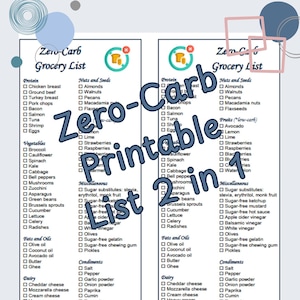 Printable Zero-Carb Grocery List (PDF Download)