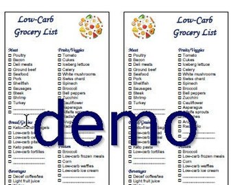 Low Carb Printable EDITABLE Carbohydrate Grocery Shopping List Instant ...