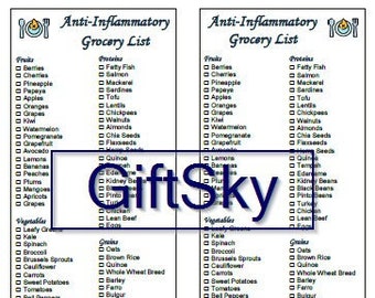 Anti-inflammatory Diet Printable Grocery Shopping Foods List Instant ...