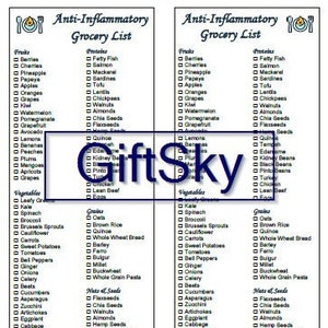 Lista de compras de alimentos antiinflamatorios imprimibles Descarga instantánea 2 en 1 PDF