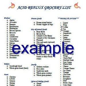 Printable Acid Reflux Friendly Heartburn Grocery Foods List PDF Instant Download