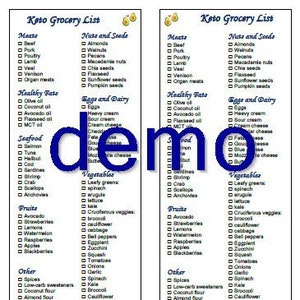 Keto Diet Grocery Shopping  Foods List Printable 2 in 1 PDF
