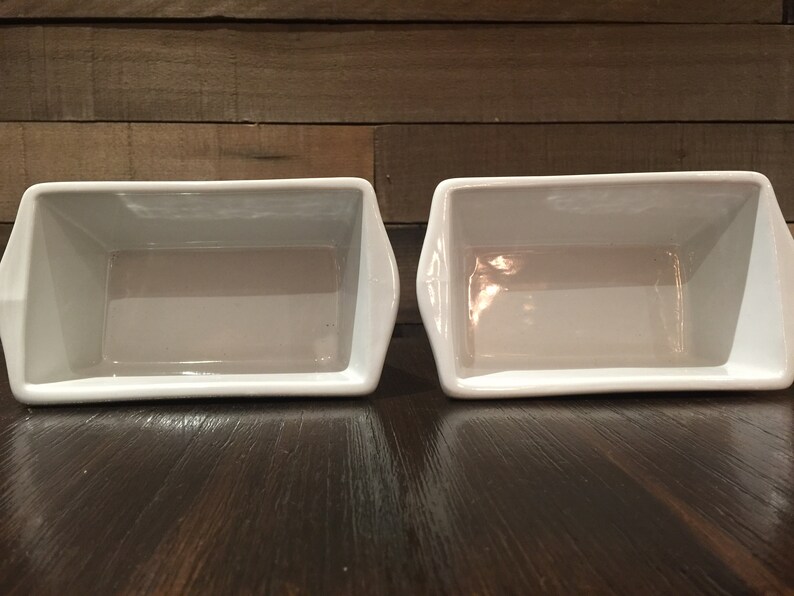 Two Vintage Nantucket Mini Loaf Stoneware with Christmas Detailing Christmas Bread Pan Christmas Baking Holiday Bakeware Loaf pan