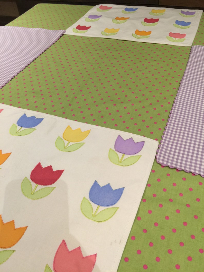 Easter Table Party of Four Easter Table Linens Spring Table Linens Easter Placemats Spring Tablecloth and Placemats Easter Tablecloth