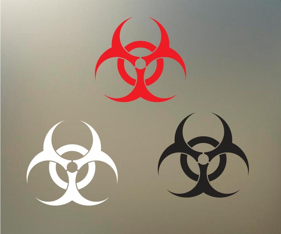 Six 1" BIOHAZARD Logo Danger Zombie Area 51 Alien Chemical Custom Decal ...