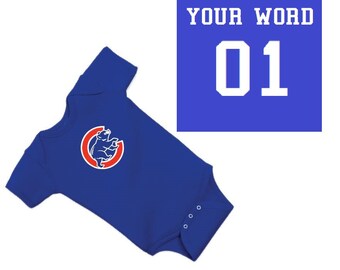 Cubs Baby One Piece Creeper Romper Personalized Custom Name & Number Cubs Baby One Piece Creeper Romper Personalized Custom Name & Number
