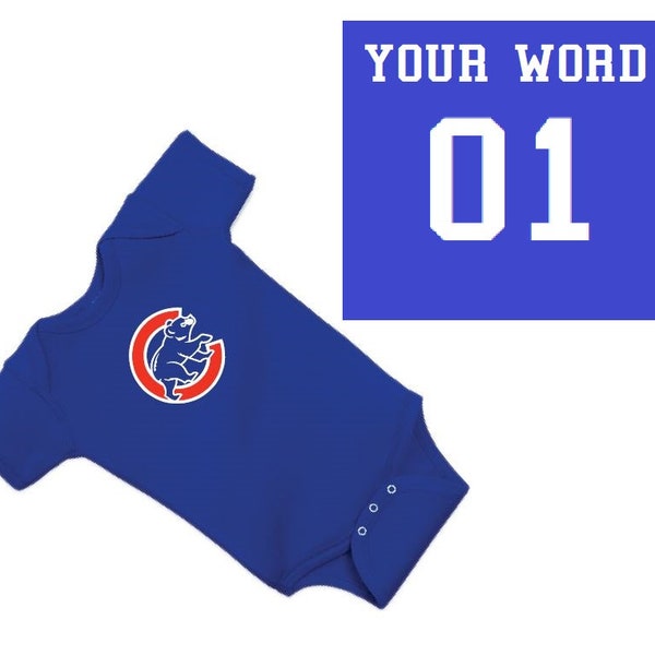 customizeable CUBS fan baby infant creeper no 1 fan baseball NB 6 9 12 18 24 months personalized choose team sport name