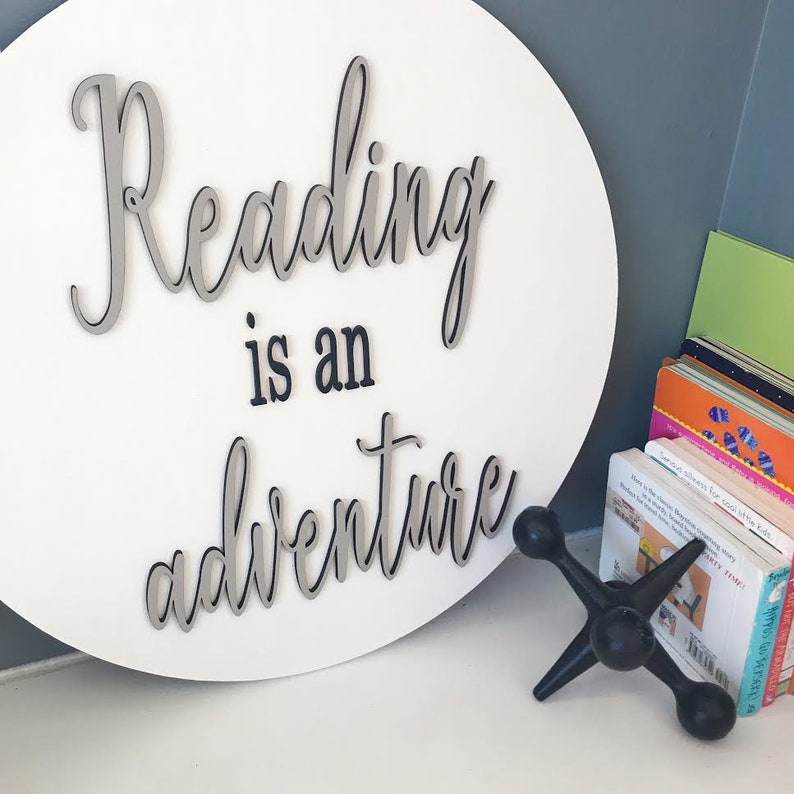 Reading Nook Sign Book Nook Sign Nursery Decor 3D Round | Etsy