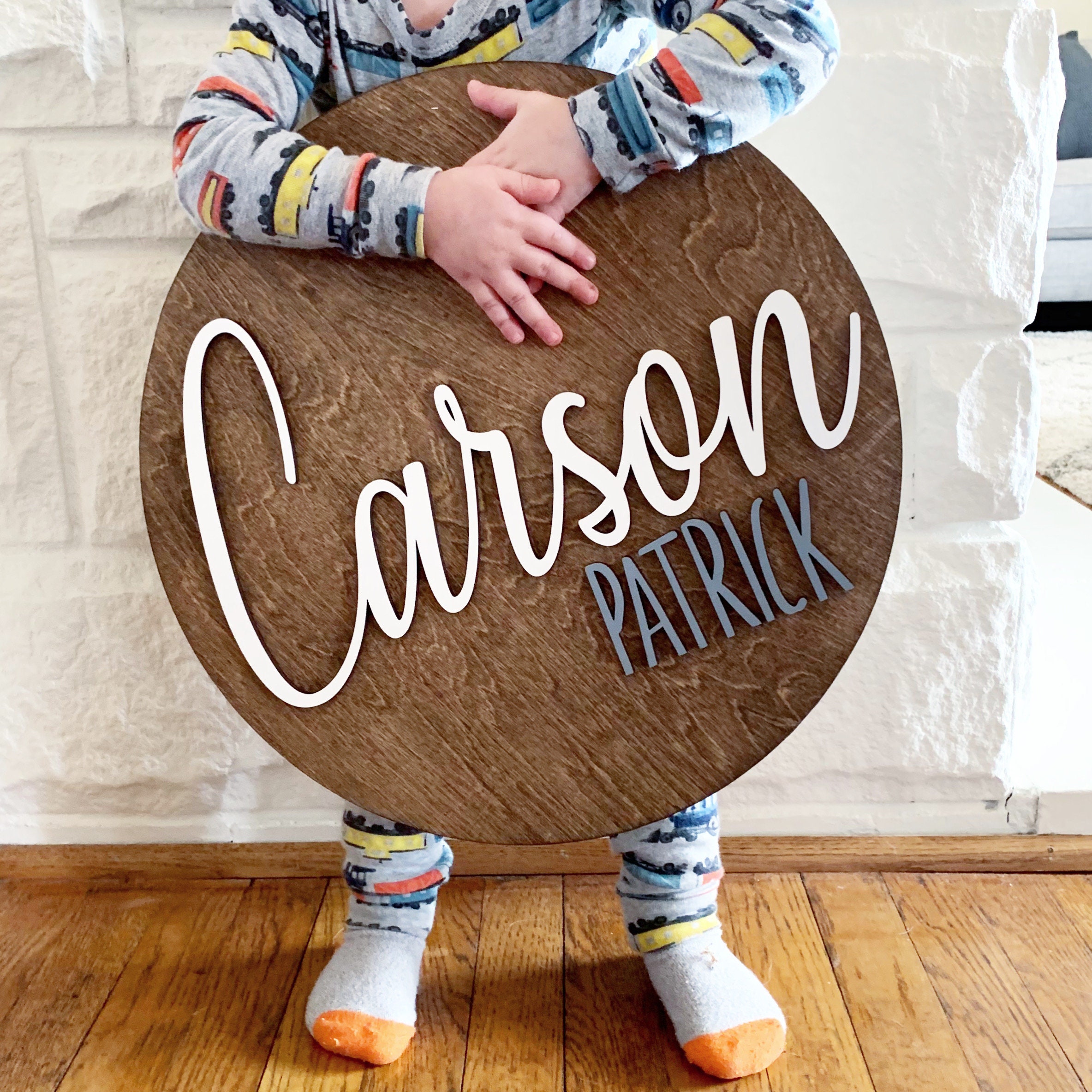 Baby Boy Nursery Name Boy Room Circle Nursery Name Sign Etsy