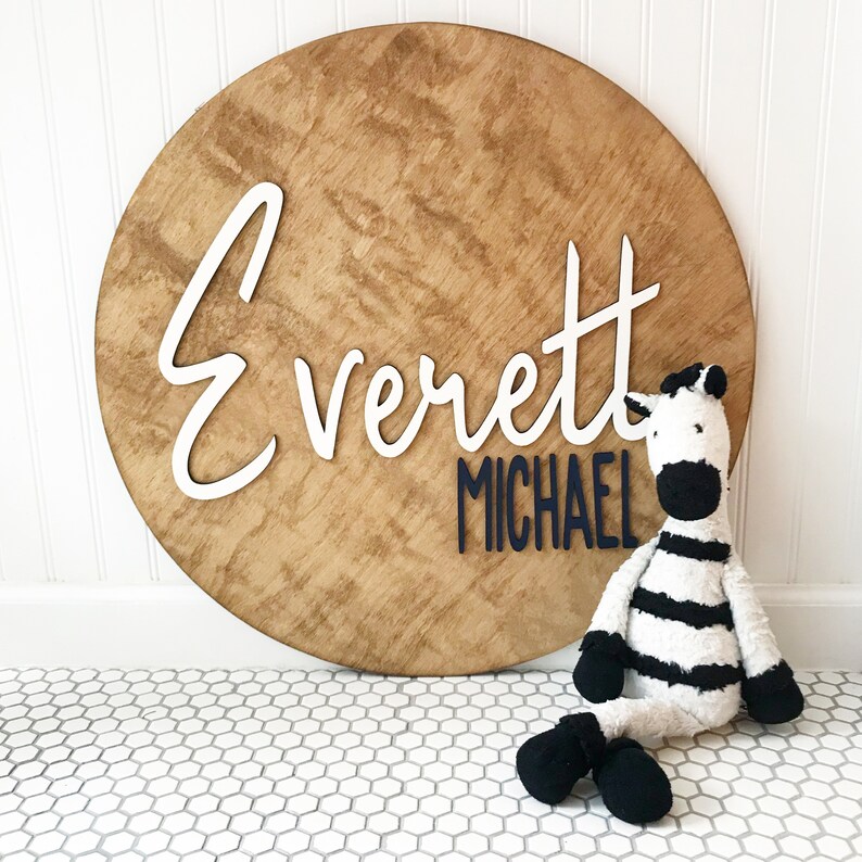 Baby Crib Sign Rustic Nursery Round Name Sign Circle Etsy UK